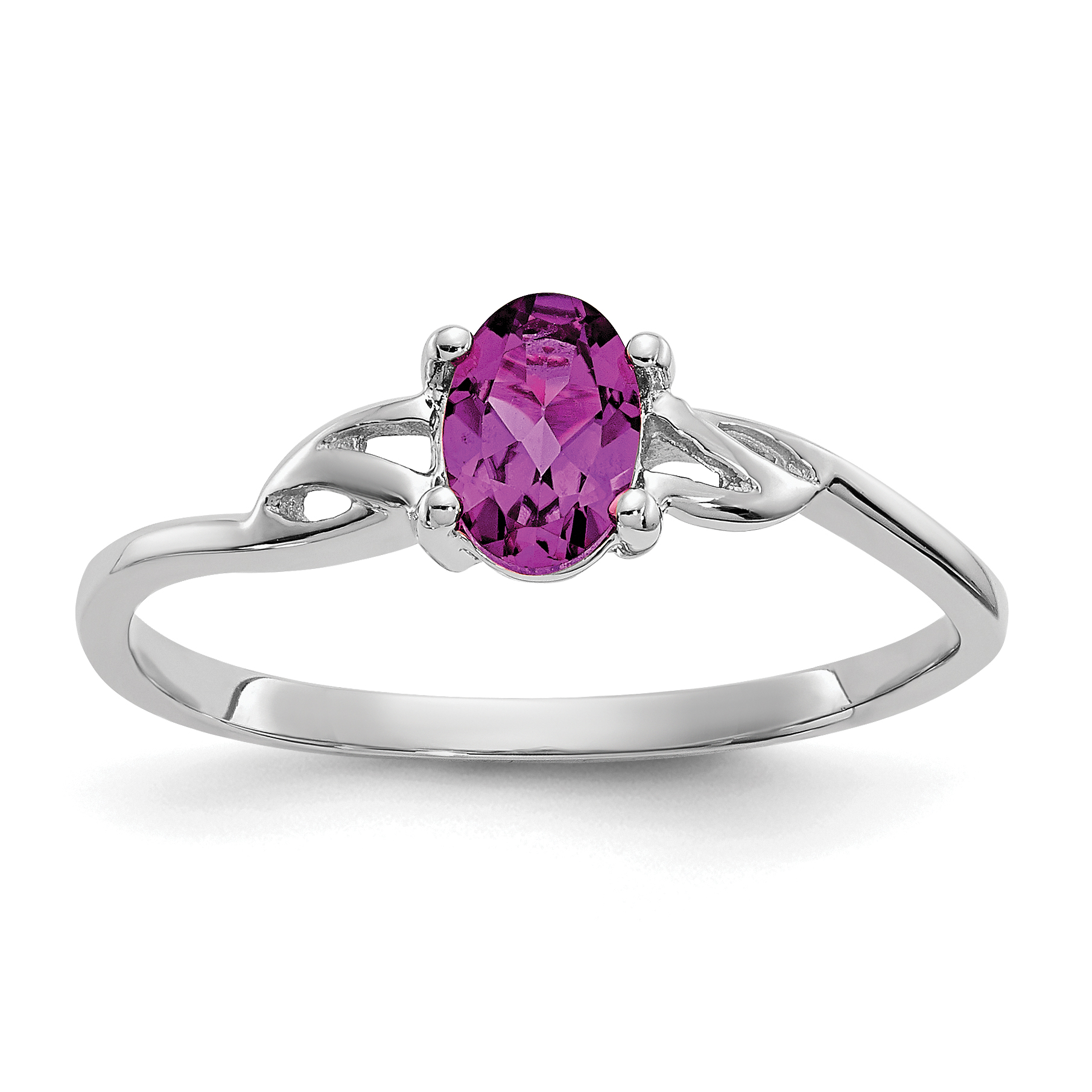 10k White Gold Polished Genuine Rhodolite Garnet Birthstone Ring (10XBR147)