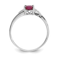 10K White Gold Polished 6x4mm Oval Genuine July Ruby Birthstone Ring - Size 7 view 2