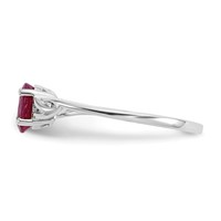 10K White Gold Polished 6x4mm Oval Genuine July Ruby Birthstone Ring - Size 7 view 3