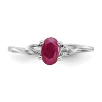 10K White Gold Polished 6x4mm Oval Genuine July Ruby Birthstone Ring - Size 7 view 4