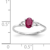 10K White Gold Polished 6x4mm Oval Genuine July Ruby Birthstone Ring - Size 7 view 5