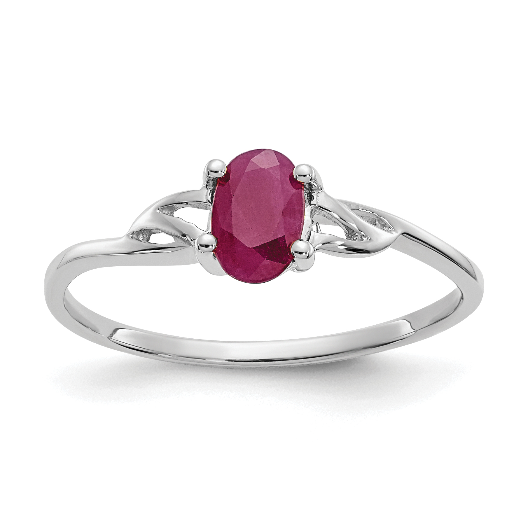 10k White Gold Polished Genuine Ruby Birthstone Ring (10XBR148)