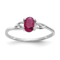 10K White Gold Polished 6x4mm Oval Genuine July Ruby Birthstone Ring - Size 7 view 1