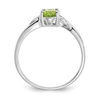 10K White Gold Polished 6x 4mm Oval Genuine August Peridot Birthstone Ring view 2