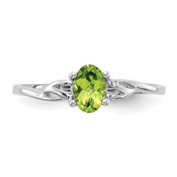 10K White Gold Polished 6x 4mm Oval Genuine August Peridot Birthstone Ring view 4