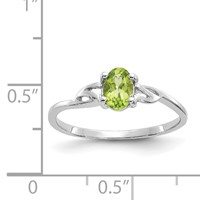 10K White Gold Polished 6x 4mm Oval Genuine August Peridot Birthstone Ring view 5
