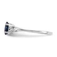 10K White Gold Polished 6x 4mm Oval Genuine September Sapphire Birthstone Ring view 3