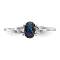 10K White Gold Polished 6x 4mm Oval Genuine September Sapphire Birthstone Ring view 4