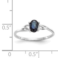 10K White Gold Polished 6x 4mm Oval Genuine September Sapphire Birthstone Ring view 5