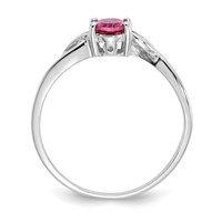 10K White Gold Polished 6x 4mm Oval Genuine October Pink Tourmaline Birthstone Ring view 2