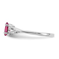 10K White Gold Polished 6x 4mm Oval Genuine October Pink Tourmaline Birthstone Ring view 3