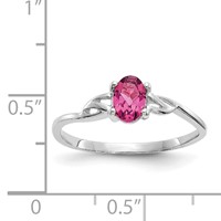 10K White Gold Polished 6x 4mm Oval Genuine October Pink Tourmaline Birthstone Ring view 5