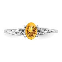 10K White Gold Polished 6x 4mm Oval Genuine November Citrine Birthstone Ring view 4