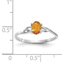 10K White Gold Polished 6x 4mm Oval Genuine November Citrine Birthstone Ring view 5