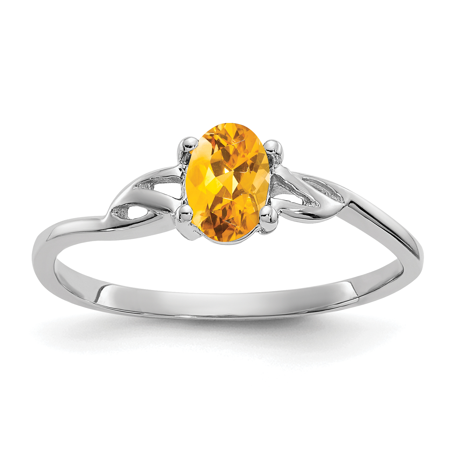 10k White Gold Polished Genuine Citrine Birthstone Ring (10XBR152)