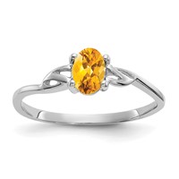10K White Gold Polished 6x 4mm Oval Genuine November Citrine Birthstone Ring view 1