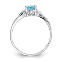 10K White Gold Polished 6x4mm Oval Genuine December Blue Topaz Birthstone Size 7 Ring view 2