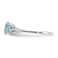 10K White Gold Polished 6x4mm Oval Genuine December Blue Topaz Birthstone Size 7 Ring view 3