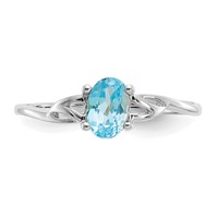 10K White Gold Polished 6x4mm Oval Genuine December Blue Topaz Birthstone Size 7 Ring view 4