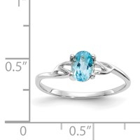 10K White Gold Polished 6x4mm Oval Genuine December Blue Topaz Birthstone Size 7 Ring view 5