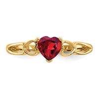 10K Yellow Gold Polished 5mm Heart Genuine January Garnet Birthstone Ring view 4