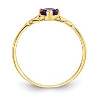 10K Yellow Gold Polished 5mm Heart Genuine February Amethyst Birthstone Ring view 2
