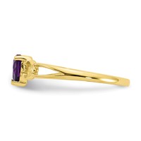 10K Yellow Gold Polished 5mm Heart Genuine February Amethyst Birthstone Ring view 3