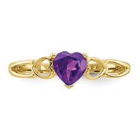 10K Yellow Gold Polished 5mm Heart Genuine February Amethyst Birthstone Ring view 4