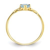 10K Yellow Gold Polished 5mm Heart Genuine March Aquamarine Birthstone Ring view 2