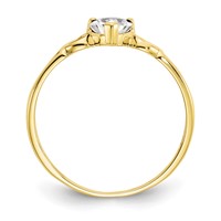 10K Yellow Gold Polished 5mm Heart Genuine April White Topaz Birthstone Ring view 2