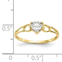10K Yellow Gold Polished 5mm Heart Genuine April White Topaz Birthstone Ring view 5