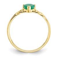 10K Yellow Gold Polished 5mm Heart Genuine May Emerald Birthstone Ring - Size 7 view 2
