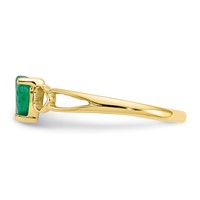 10K Yellow Gold Polished 5mm Heart Genuine May Emerald Birthstone Ring - Size 7 view 3