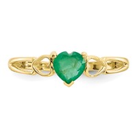 10K Yellow Gold Polished 5mm Heart Genuine May Emerald Birthstone Ring - Size 7 view 4