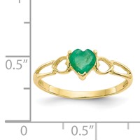 10K Yellow Gold Polished 5mm Heart Genuine May Emerald Birthstone Ring - Size 7 view 5