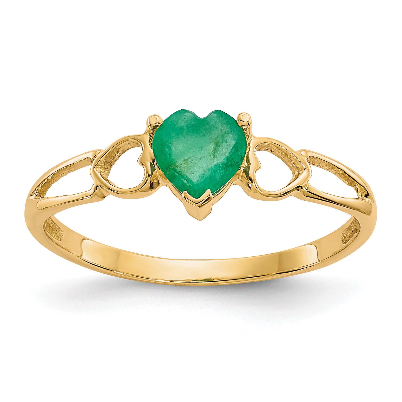 10k Polished Genuine Emerald Birthstone Ring (10XBR158)