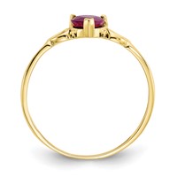10K Yellow Gold Polished 5mm Heart Genuine July Ruby Birthstone Ring - Size 7 view 2