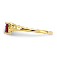 10K Yellow Gold Polished 5mm Heart Genuine July Ruby Birthstone Ring - Size 7 view 3