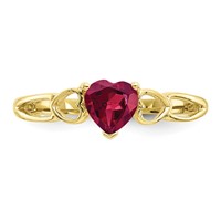 10K Yellow Gold Polished 5mm Heart Genuine July Ruby Birthstone Ring - Size 7 view 4