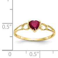 10K Yellow Gold Polished 5mm Heart Genuine July Ruby Birthstone Ring - Size 7 view 5