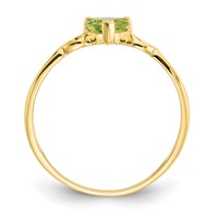 10K Yellow Gold Polished 5mm Heart Genuine August Peridot Birthstone Ring view 2