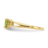 10K Yellow Gold Polished 5mm Heart Genuine August Peridot Birthstone Ring view 3
