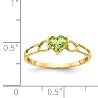 10K Yellow Gold Polished 5mm Heart Genuine August Peridot Birthstone Ring view 5