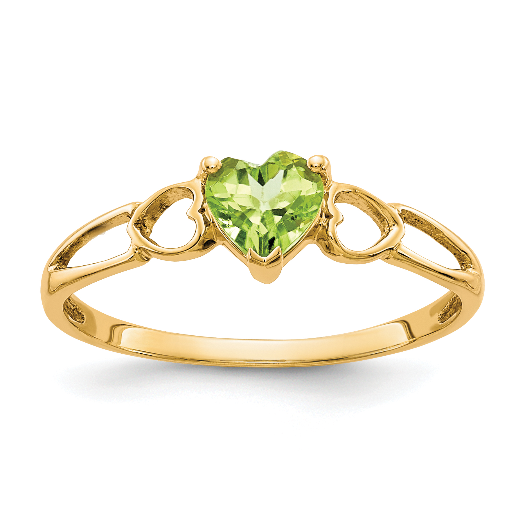 10k Polished Genuine Peridot Birthstone Ring (10XBR161)