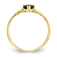 10K Yellow Gold Polished 5mm Heart Genuine September Sapphire Birthstone Ring view 2