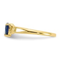 10K Yellow Gold Polished 5mm Heart Genuine September Sapphire Birthstone Ring view 3