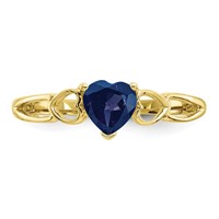 10K Yellow Gold Polished 5mm Heart Genuine September Sapphire Birthstone Ring view 4