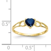 10K Yellow Gold Polished 5mm Heart Genuine September Sapphire Birthstone Ring view 5