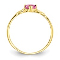 10K Yellow Gold Polished 5mm Heart Genuine October Pink Tourmaline Birthstone Ring view 2