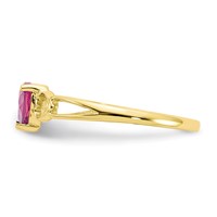 10K Yellow Gold Polished 5mm Heart Genuine October Pink Tourmaline Birthstone Ring view 3